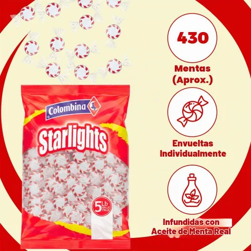 Vista 3 de Colombina Starlight Mints - Caramelos duros de menta, envueltos individualmente, sabor a menta, 430 unidades (80 onzas)