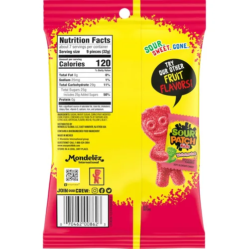 Vista 14 de SOUR PATCH KIDS Caramelos Suaves y Masticables de Fresa, Caramelos a Granel, 12 Bolsas de 8 oz