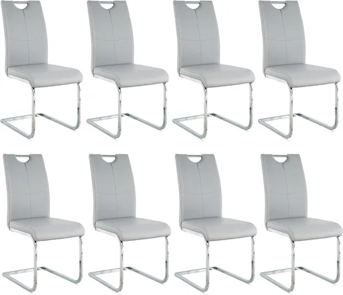 Vista 30 de Juego de sillas de comedor modernas (2 unidades) de piel sintética PU con respaldo alto tapizadas con patas doradas de metal para cocina y comedor