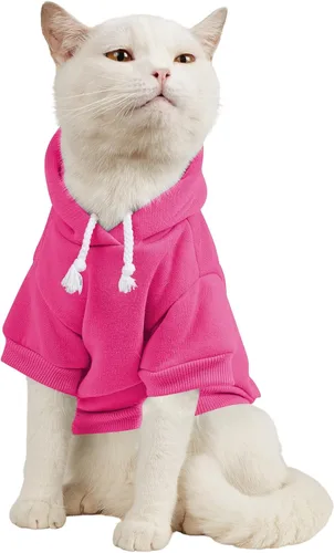 Vista 12 de QWINEE Sudadera básica con capucha para perro, suéter cálido para gatos, ropa para mascotas para Chihuahua, cachorro, gatito, perros pequeños