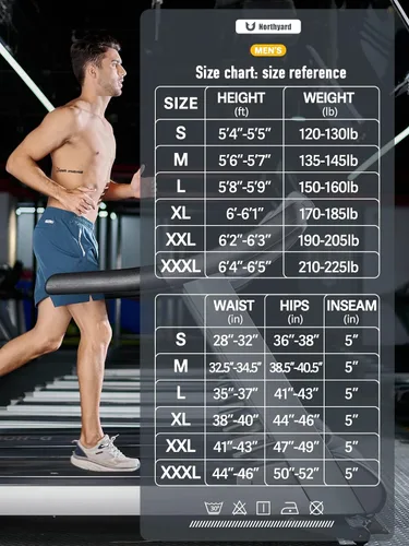 Vista 6 de NORTHYARD Pantalones cortos deportivos para correr para hombre, de 5 pulgadas7 pulgadas, para entrenamiento, gimnasio, tenis, secado rápido