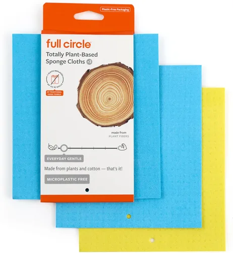Vista 8 de Full Circle Paños de cocina suecos Squeeze – Paquete de 6 paños de esponja de celulosa reutilizables, toallas de limpieza de microfibra súper