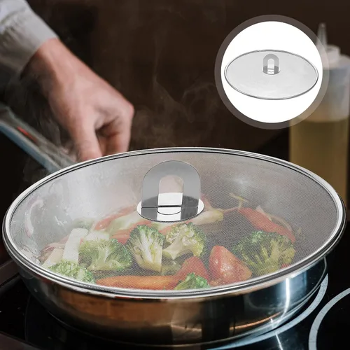 Vista 8 de Stainless Steel Splatter Screen for Cooking Frying Pan Grease Guard
