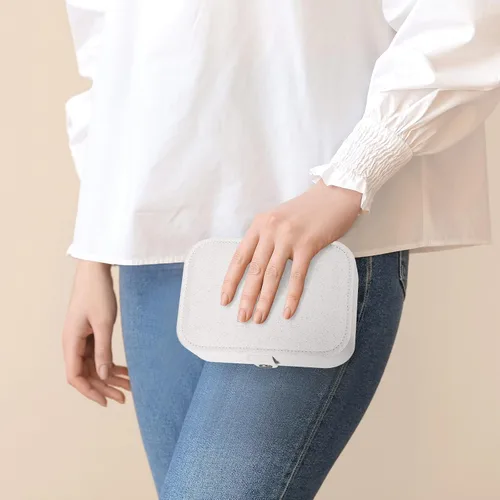 Vista 6 de Mpeyuiltic Joyero de viaje, estuche de joyería portátil de piel sintética pequeño para mujeres y niñas, organizador de joyas de viaje de doble capa