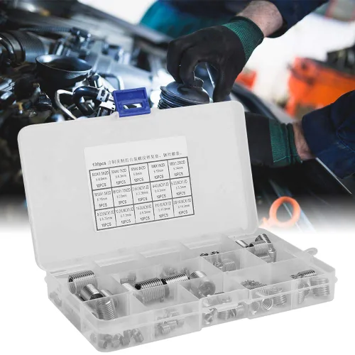 Vista 7 de YWBL-WH Kit surtido de tornillos de herramienta de reparación de rosca de alambre de acero inoxidable 140pcs con caja de plástico