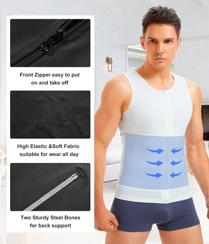 Vista 3 de Wonderience Camisetas de compresión para hombre, camiseta sin mangas con cremallera