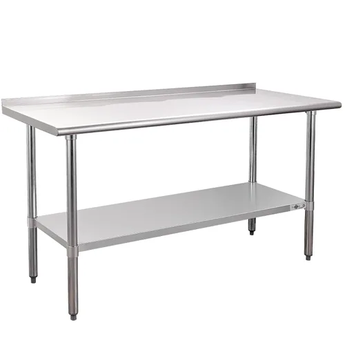 Vista 26 de Profeeshaw mesa de trabajo, de uso comercial, de acero inoxidable NSF con protector contra salpicaduras y estante inferior, para cocina, restaurante