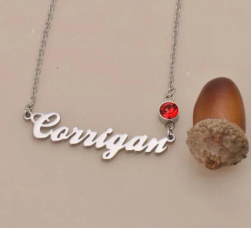 Vista 4 de GR859C Collar personalizado con inicial de piedra natal