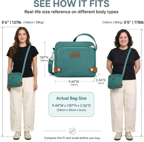 Vista 7 de Anti Theft Crossbody Bag for Women, RFID Blocking Travel Purse Slash Proof Verde militar