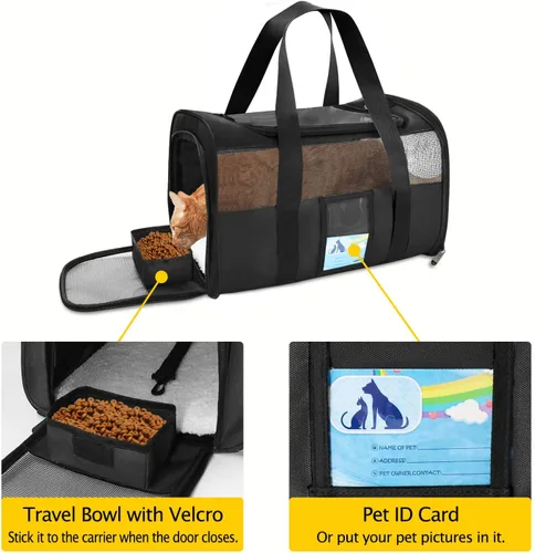 Vista 4 de Transportador Refrze para mascotas aprobado por aerolíneas, transportadores para gatos para gatos medianos y gatos pequeños, transportadores suaves