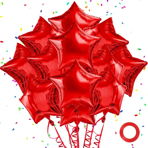 Vista 7 de Kit de arco de globos del 4 de julio, globos rojos, blancos y azules, globos de estrella, globos de Mylar de aluminio de helio, 12 piezas