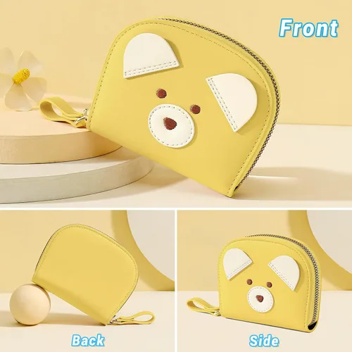 Vista 2 de YINHEXI RIFD - Bonita cartera con tarjetero para mujeres y hombres, pequeña cartera de cuero con cremallera para tarjetas de crédito para mujeres