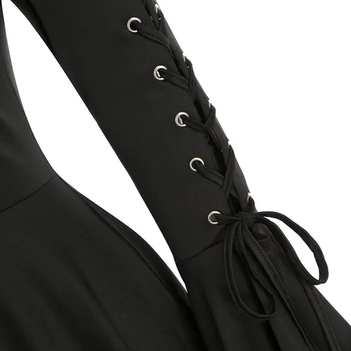 Vista 5 de Vestidos de Halloween de los años 50 para mujer, manga mariposa, vestidos irlandeses medievales, corsé steampunk, fiesta de cosplay