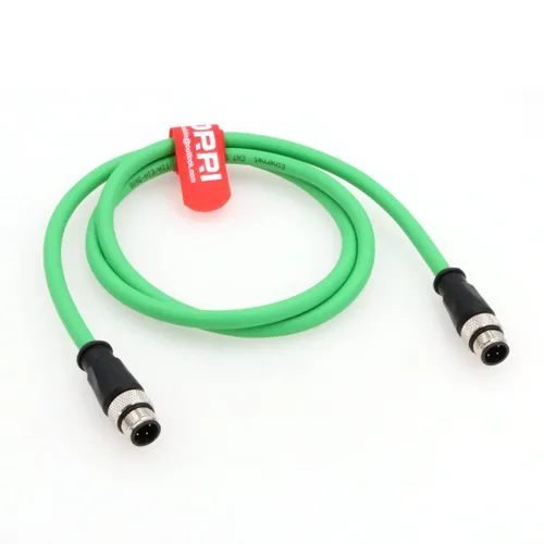 Vista 5 de M12 4Pin D-Code macho a D-Code Extensión macho Ethernet blindado Cat5 Cable para automatización industrial (1M, azul)