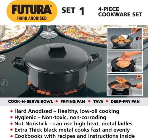 Vista 2 de Futura - Juego de utensilios de cocina anodizados duros, 4 piezas (LS1)