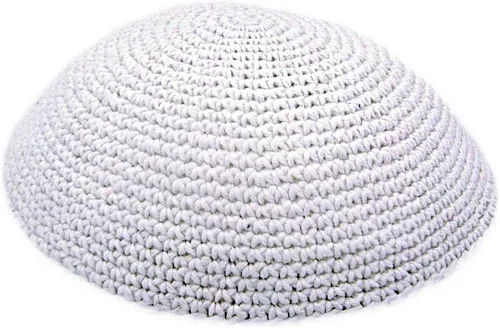Vista 2 de Blanco de todos los tamaños hecho a mano Yarmulke judío Kipa Kipa Judaica Yamaka Kippa Yamakah Yarmulka Sombrero hombres o niños