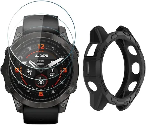 Vista 8 de Protector de pantalla de reloj compatible con Garmin Epix Pro de 1.654 pulgadas/Fenix 7S, película de vidrio templado antiarañazos de alta