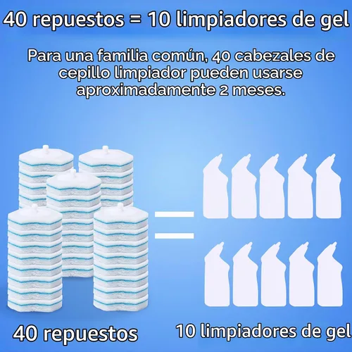 Vista 3 de Cepillo de inodoro desechable con 40 repuestos, montado en la pared, sistema de limpieza compacto de barra de baño, mango largo con organizador