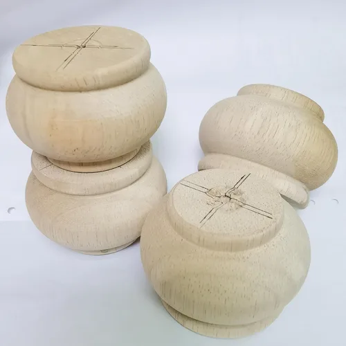 Vista 6 de Patas de madera para muebles de 2 pulgadas, patas de repuesto de madera maciza sin pintar, patas de gabinete/escritorio/sofá/estantería Bun Feet