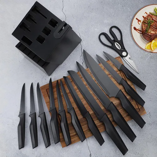 Vista 5 de Juego de cuchillos de cocina de 14 piezas con bloque autoafilado, cuchillos ultra afilados de acero inoxidable de alto carbono para cocina, 6