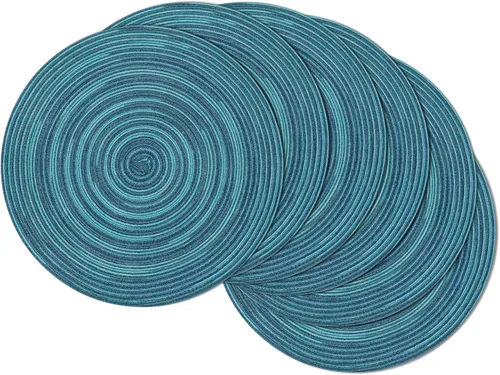 Vista 65 de SHACOS Juego de 4 manteles individuales redondos lavables de 15 pulgadas, de algodón, poliéster, trenzados, para mesa de comedor, boda, decoración