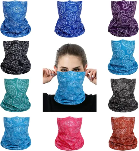 Vista 12 de Mascarillas de Polaina para el Cuello, Bufanda en Tubo, Bandanas Sin Costuras, Pañuelos para el Rostro, Cubierta Multiusos para la Cabeza