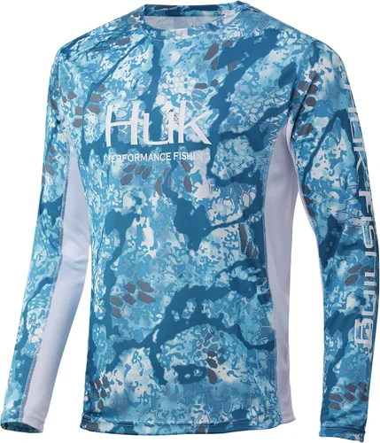 Vista 52 de HUK Camisa de manga larga Icon X para hombre, camisa de pesca de alto rendimiento Azul celeste