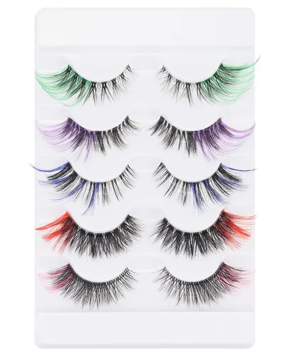 Vista 8 de Pestañas Postizas Blancas de Halloween Herramientas de Extensión de Pestañas Blancas para Ojos Anime Cosplay Maquillaje de Aspecto Natural Pestañas