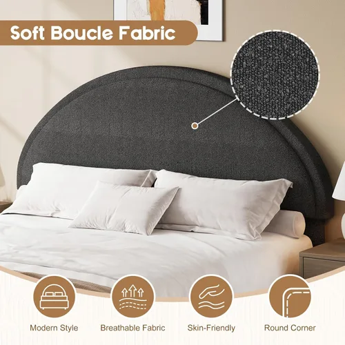 Vista 3 de Base de cama REVOMINCA tamaño Queen, base de cama tapizada de plataforma con cabecero, cama de plataforma suave con esquinas redondas, no se Dgery
