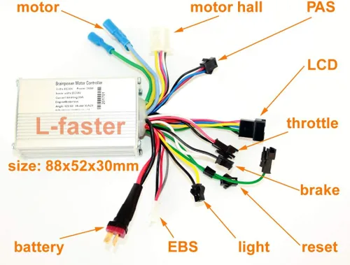 Vista 3 de L-faster Controlador de motor sin escobillas de bicicleta eléctrica de 250 W 350 W con pantalla LCD de acelerador de pulgar Wuxing y freno EBS