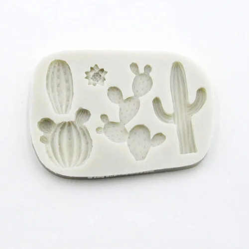 Vista 4 de Molde de silicona para fondant de cactus de 5 cavidades, molde de caramelo de chocolate, herramientas de decoración de pasteles, moldes de arcilla