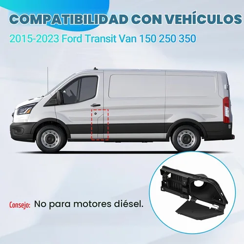 Vista 4 de Carcasa de bisagra de bolsillo para puerta de llenado de combustible + cubierta negra compatible con Ford Transit Vans 150 250 350 HD 2015-2023