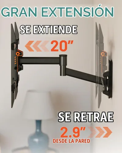 Vista 5 de ECHOGEAR SwiftStud - Soporte de pared giratorio de movimiento completo para televisores de hasta 60 pulgadas, extensión suave, inclinación