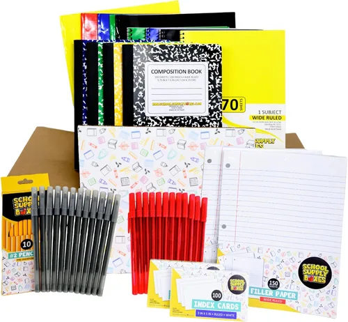 Vista 7 de Paquete de escritura para escuela primaria 1 caja – 51 piezas por caja School Supply Boxes – Productos esenciales para el regreso a clases
