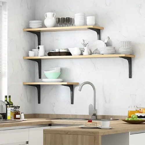 Vista 6 de Catekro Estante de pared flotante para enrutador WiFi, vallas de enrutador, viene con cuatro soportes de estante y 100 cremalleras de cable negro