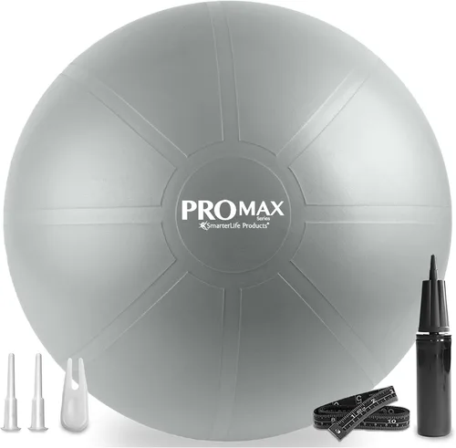 Vista 11 de SmarterLife PRO MAX - Pelota de entrenamiento para fitness, yoga, equilibrio, estabilidad o parto para embarazo y parto, ideal como silla de pelota