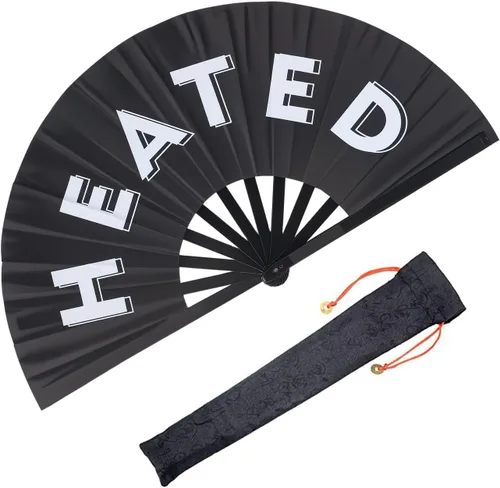Vista 7 de Ventilador de mano plegable grande para hombres y mujeres, ventilador de estallido rave para baile de línea, ventilador de mano chino de Kung Fu Tai
