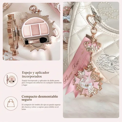 Vista 3 de Flower Knows Knight Unicorn - Paleta de sombras de ojos y dije para bolsa 01 Cinta Rosa