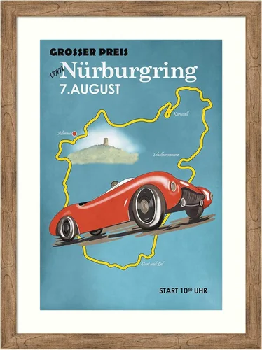 Vista 11 de Amanti Art Impresión artística enmarcada para pared, 24 x 20 pulgadas, Nurburgring Motorcycle Racing por Mark Rogan, arte de pared deportivo