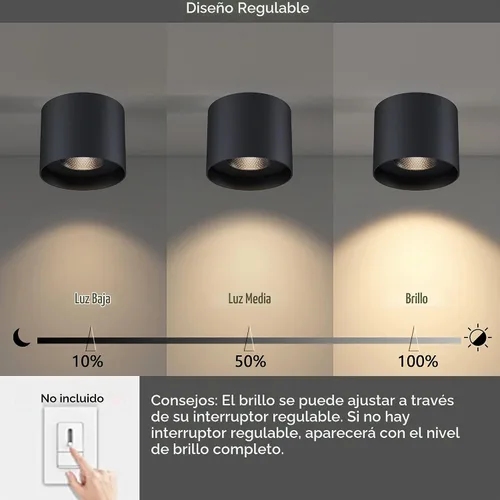 Vista 6 de Lámpara de techo de montaje empotrado, 20 W LED regulable 5.9 pulgadas, lámpara de techo cilíndrica de aluminio rústico negro para vestíbulo