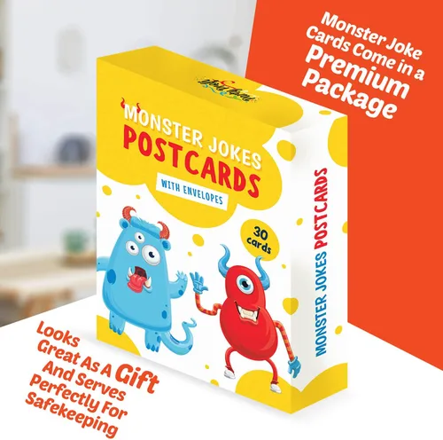 Vista 7 de Monster Jokes - Tarjetas para niños con sobres, 30 tarjetas postales divertidas de doble cara de 6 x 4 con sobres