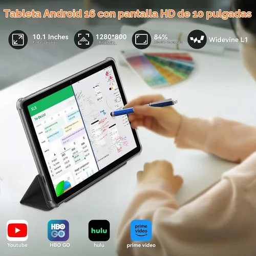 Vista 2 de Tableta, tableta Android 16 2026 con teclado y mouse, tabletas de 10 pulgadas, 24 GB de RAM 256 GB de ROM (expansión de 2 TB), juegos Octa-Core