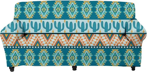 Vista 12 de Forchrinse Funda de sofá con estampado navajo africano para sofá de 1 cojín, funda elástica para sofá, protector de muebles para casa rural, hogar