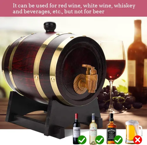 Vista 5 de Dispensador de whisky Barril de envejecimiento de roble 1.5L Barril de madera rojo vino