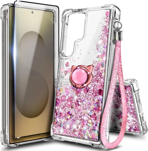 Vista 39 de NGB - Funda para teléfono Samsung Galaxy S9, color aguamarina/morado, bonita funda con purpurina líquida para mujeres y niñas, con protector