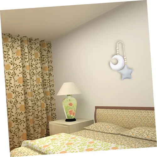 Vista 6 de Beavorty Decoración de luna y luna para habitación de niños, adorno colgante de cuentas colgante de pared para colgar en la pared, adornos de fotos