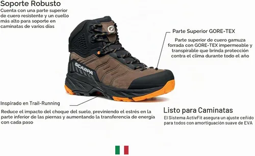 Vista 3 de SCARPA Botas de senderismo Rush TRK GTX para hombre Marrón/Naranja