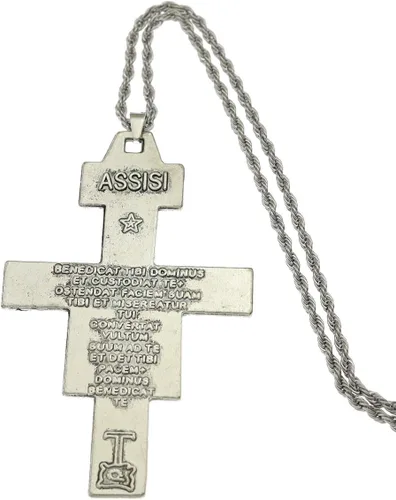 Vista 6 de RechicGu - Collar con crucifijo católico de San Francisco de Asís (3.3 in)