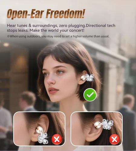 Vista 5 de Kinglucky - Auriculares inalámbricos Bluetooth 5.4 con clip de oreja abierta con micrófono, reproducción de 50 horas, llamadas ENC, impermeables