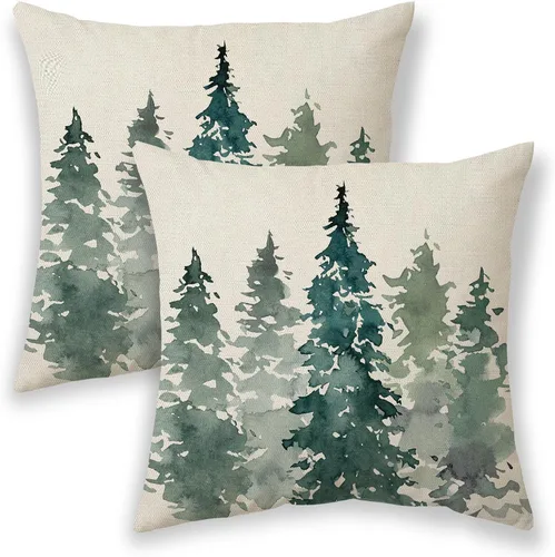 Vista 14 de Fundas de almohada de Navidad de 16 x 16 pulgadas, almohadas decorativas de Navidad con copos de nieve dorados, blancos y rojos para sofá, fundas